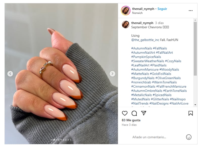 La manicura 'cinnamon spice' es una de las más pedidas por las mujeres elegantes en el otoño