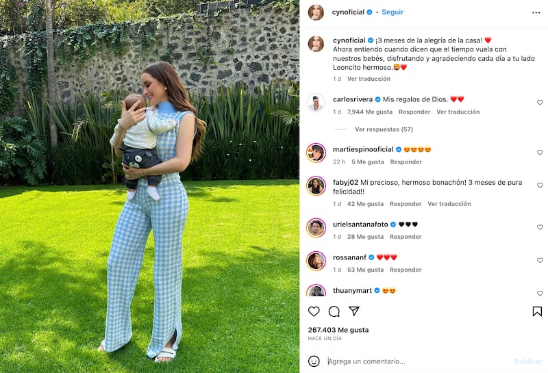 Cynthia Rodríguez con su hijo León