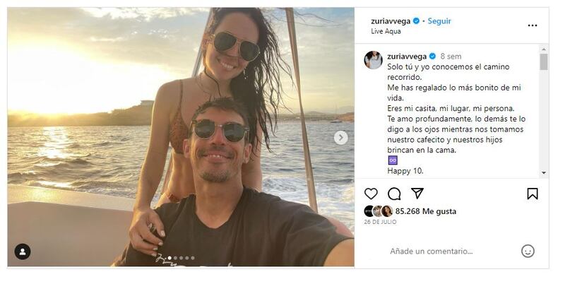 Zuria Vega junto a su esposo, Alberto Guerra