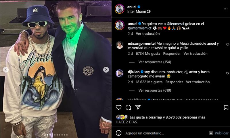 Anuel posó con David Beckham